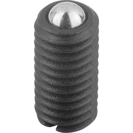 Kipp Spring Plunger Spring Force D=M10 L=19, Plastic, Comp:Ball Stainless Steel, Pu=25 K0312.10